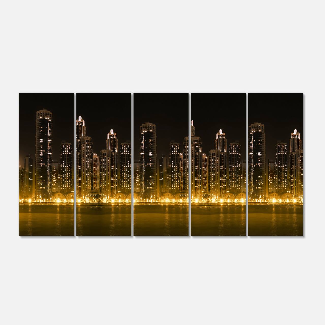 Designart - Modern City with Illuminated Skyscrapers - Cityscape Canvas Print